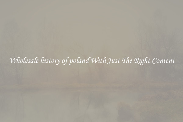 Wholesale history of poland With Just The Right Content