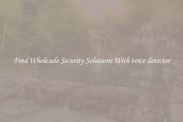 Find Wholesale Security Solutions With voice detector