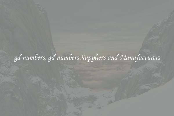 gd numbers, gd numbers Suppliers and Manufacturers
